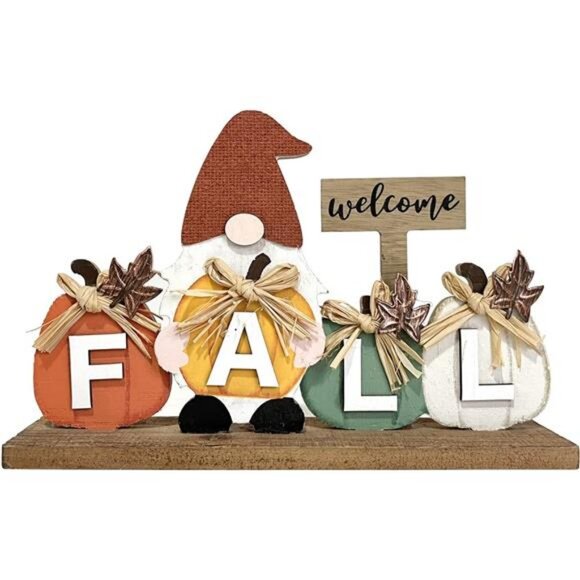 Fall Decorations for Home Thanksgiving Decor Wooden Gnome Sign Farmhouse - Picture 1 of 8